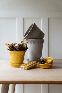 Bergs Potter Copenhagen Pot With Saucer Yellow, Ø10 Cm -Gubi Furni Sales bergs potter copenhagen pot yellow 18 1