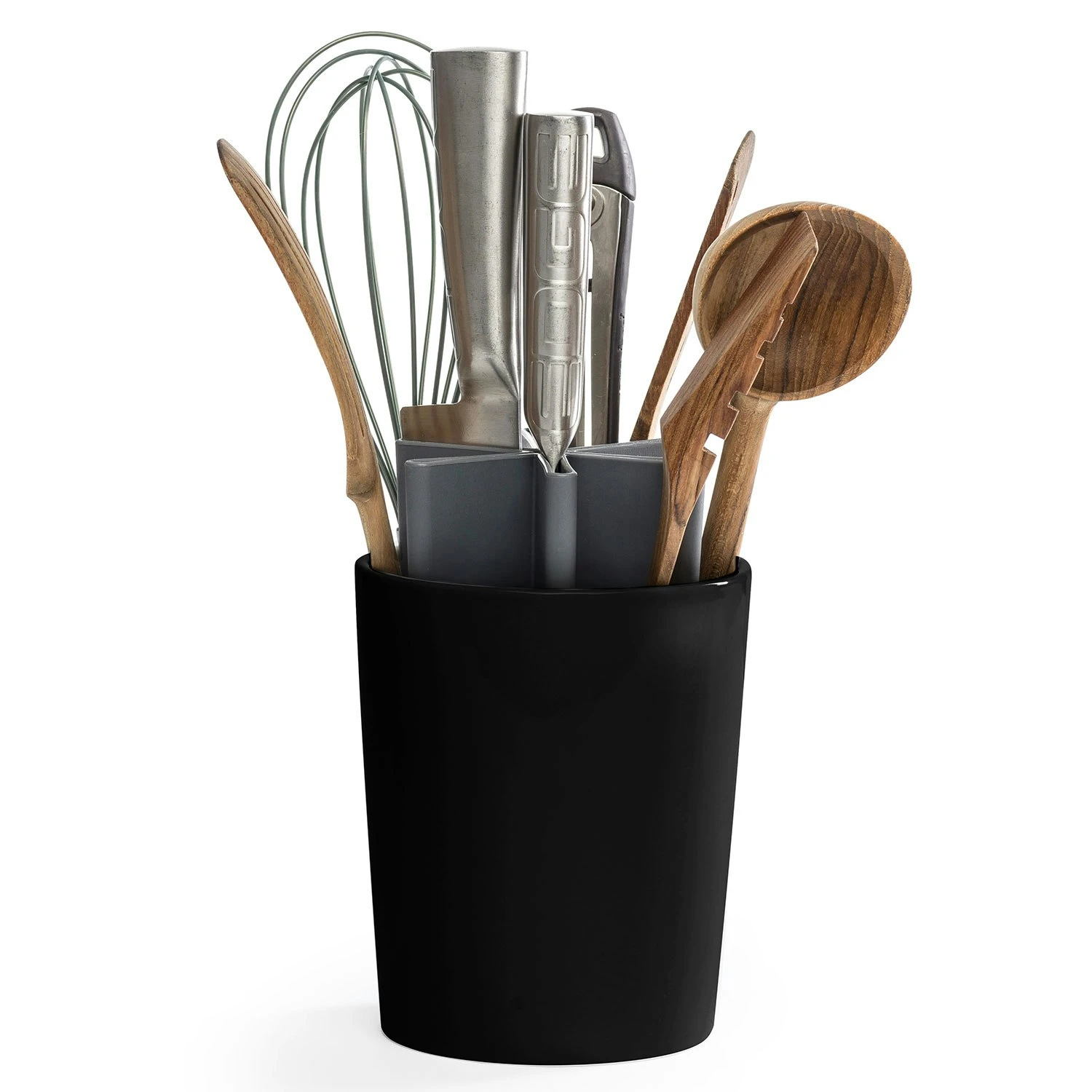 Angle Utensil Holder, Black/Wallnut 3 Angle Utensil Holder, Black/Wallnut
