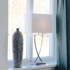 By Rydens Omega Table Lamp 69 Cm, Chrome / White -Gubi Furni Sales by rydens omega table lamp 1