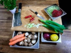 Continenta Cutting Board With Three Tinplates -Gubi Furni Sales continenta cutting board rubber wood w 3 boxes 52x325x85 3