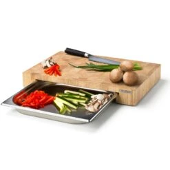 Continenta Cutting Board With One Tinplate, 39x27x6 Cm -Gubi Furni Sales continenta cutting board rubber wood w box 39x27x6cm 4