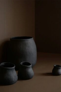 DBKD Paper Vase/Pot Small, Black -Gubi Furni Sales dbkd paper vase pot black 1