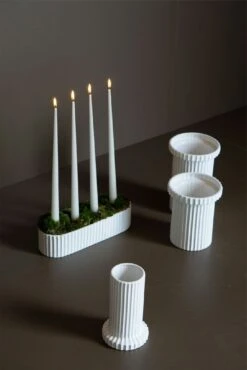 DBKD Stripe Pot Shiny White 22 Cm / Large 7 DBKD Stripe Pot Shiny White 22 Cm / Large -Gubi Furni Sales dbkd stripe pot shiny white 2