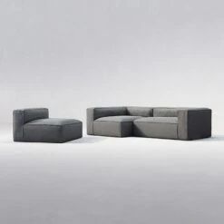 Grand 3 Seater Sofa Divan Left With Armchair Outdoor, Charchoal Chiné -Gubi Furni Sales decotique grand 3 seater sofa divan left with armchair outdoor 12