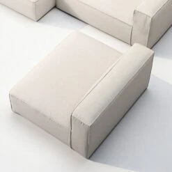 Grand 3 Seater Sofa Divan Left With Armchair Outdoor, Linen Chalk -Gubi Furni Sales decotique grand 3 seater sofa divan left with armchair outdoor 4