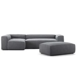 Grand 4 Seater Sofa Divan Left Open End Piece With Footstool, Zinc Grey