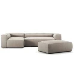 Grand 4 Seater Sofa Divan Left Open End Piece With Footstool, Sandshell Beige