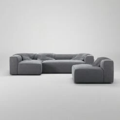 Grand 4 Seater Sofa Divan Left With Armchair, Zinc Grey -Gubi Furni Sales decotique grand 4 seater sofa divan left with armchair 2