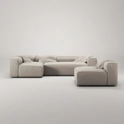 Grand 4 Seater Sofa Divan Left With Armchair, Sandshell Beige -Gubi Furni Sales decotique grand 4 seater sofa divan left with armchair 39