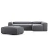 Grand 4 Seater Sofa Divan Right Open End Piece With Footstool, Zinc Grey