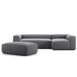 Grand 4 Seater Sofa Divan Right Open End Piece With Footstool, Zinc Grey