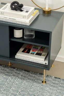 Vogue Media Bench With Legs 180 Cm, Grey / Brass -Gubi Furni Sales decotique vogue media bench with legs 180 cm 5