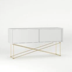 Vogue Media Furniture 136H, White/2W/Brass -Gubi Furni Sales decotique vogue media furniture 136 with frame stand 82