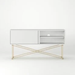 Vogue Media Furniture 136H, White/2W/Brass -Gubi Furni Sales decotique vogue media furniture 136 with frame stand 84
