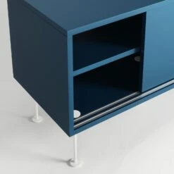 Vogue Media Bench With Legs 180 Cm, Dark Blue / White -Gubi Furni Sales decotique vogue media furniture 180 with legs 123