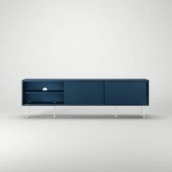 Vogue Media Bench With Legs 180 Cm, Dark Blue / White -Gubi Furni Sales decotique vogue media furniture 180 with legs 124