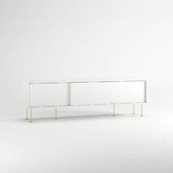 Vogue Media Bench With Legs 180 Cm, White / Brass 10 Vogue Media Bench With Legs 180 Cm, White / Brass -Gubi Furni Sales decotique vogue media furniture 180 with legs 54