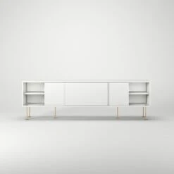 Vogue Media Bench With Legs 180 Cm, White / Brass 13 Vogue Media Bench With Legs 180 Cm, White / Brass -Gubi Furni Sales decotique vogue media furniture 180 with legs 57