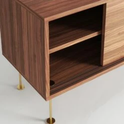 Vogue Media Bench With Legs 180 Cm, Walnut / Brass -Gubi Furni Sales decotique vogue media furniture 180 with legs 69