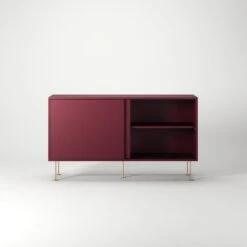 Vogue Side Table With Legs 136 Cm, Burgundy / Brass -Gubi Furni Sales decotique vogue sideboard 136 with legs 34