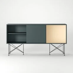 Vogue Sideboard 180H, Grey/2G1B/Black -Gubi Furni Sales decotique vogue sideboard 180 one brass door frame stand 102