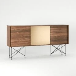 Vogue Sideboard 180H, Walnut/2W1B/Black -Gubi Furni Sales decotique vogue sideboard 180 one brass door frame stand 114