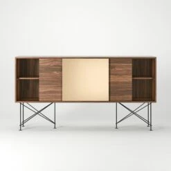Vogue Sideboard 180H, Walnut/2W1B/Black -Gubi Furni Sales decotique vogue sideboard 180 one brass door frame stand 117