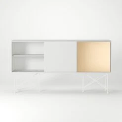 Vogue Sideboard 180H, White/2W1B/White -Gubi Furni Sales decotique vogue sideboard 180 one brass door frame stand 144