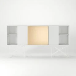 Vogue Sideboard 180H, White/2W1B/White -Gubi Furni Sales decotique vogue sideboard 180 one brass door frame stand 145