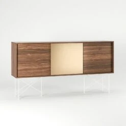 Vogue Sideboard 180H, Walnut/2W1B/White -Gubi Furni Sales decotique vogue sideboard 180 one brass door frame stand 184