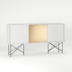 Vogue Sideboard 180H, White/2W1B/Black -Gubi Furni Sales decotique vogue sideboard 180 one brass door frame stand 30