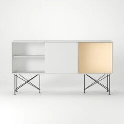 Vogue Sideboard 180H, White/2W1B/Black -Gubi Furni Sales decotique vogue sideboard 180 one brass door frame stand 32