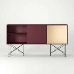 Vogue Sideboard 180H, Wine Red/2WR1B/Black -Gubi Furni Sales decotique vogue sideboard 180 one brass door frame stand 74