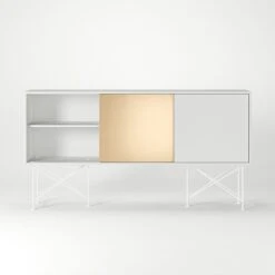 Vogue Sideboard 180H, White/1W2B/White -Gubi Furni Sales decotique vogue sideboard 180 two brass doors frame stand 133