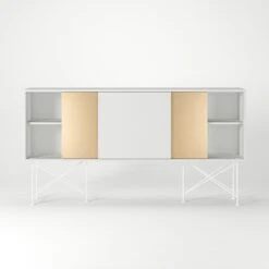 Vogue Sideboard 180H, White/1W2B/White -Gubi Furni Sales decotique vogue sideboard 180 two brass doors frame stand 134