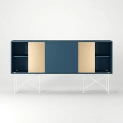 Vogue Sideboard 180H, Darkblue/1DB2B/White 13 Vogue Sideboard 180H, Darkblue/1DB2B/White -Gubi Furni Sales decotique vogue sideboard 180 two brass doors frame stand 141