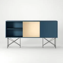 Vogue Sideboard 180H, Darkblue/1DB2B/Black 12 Vogue Sideboard 180H, Darkblue/1DB2B/Black -Gubi Furni Sales decotique vogue sideboard 180 two brass doors frame stand 35