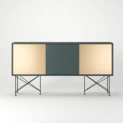 Vogue Sideboard 180H, Grey/1G2B/Black -Gubi Furni Sales decotique vogue sideboard 180 two brass doors frame stand 60