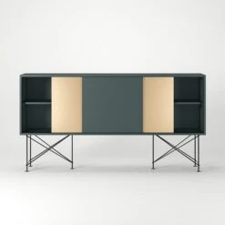 Vogue Sideboard 180H, Grey/1G2B/Black -Gubi Furni Sales decotique vogue sideboard 180 two brass doors frame stand 64