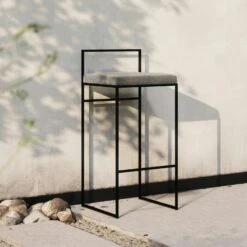 Bar Stool With Backrest Outdoor 90 Cm, Taupe -Gubi Furni Sales department bar stool outdoor with backrest sunbrella 37