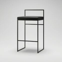 Bar Stool With Backrest 80 Cm, Black / Black Leather -Gubi Furni Sales department bar stool with backrest 80 cm 9
