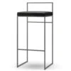 Bar Stool With Backrest 90 Cm, Grey / Black Leather