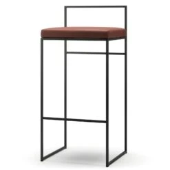 Bar Stool With Backrest 90 Cm, Black / Brown Leather