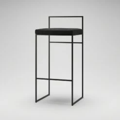 Bar Stool With Backrest 90 Cm, Black / Black Velvet -Gubi Furni Sales department bar stool with backrest 90 cm 90