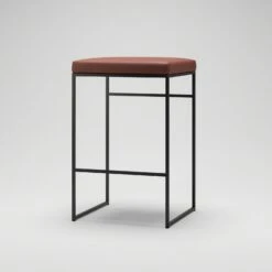 Bar Stool Without Backrest 67 Cm, Black / Brown Leather -Gubi Furni Sales department bar stool without backrest 67 cm 17