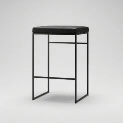 Bar Stool Without Backrest 67 Cm, Black / Black Leather -Gubi Furni Sales department bar stool without backrest 67 cm 9