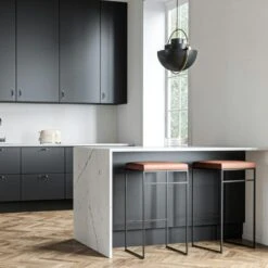 Bar Stool Without Backrest 77 Cm, Black / Brown Leather -Gubi Furni Sales department bar stool without backrest 77 cm 19