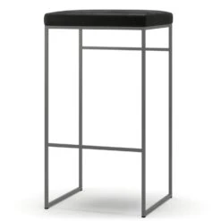 Bar Stool Without Backrest 77 Cm, Grey / Black Velvet