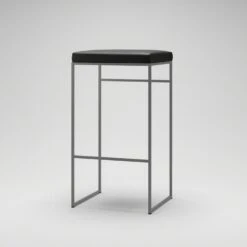 Bar Stool Without Backrest 77 Cm, Grey / Black Leather -Gubi Furni Sales department bar stool without backrest 77 cm 55