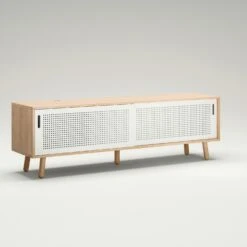 Ray Media Bench 180 Cm, Oak / White -Gubi Furni Sales department ray media furniture 180 4